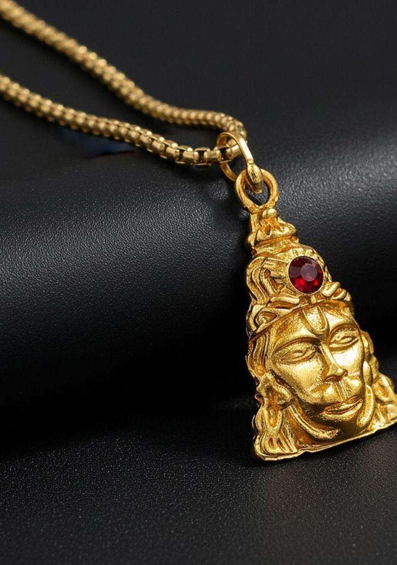 Gold-Plated Quirky Pendants with Chains for Men & Women | Traditional Temple Jewellery for Wedding & Festive Wear | Festive Gift - Indya