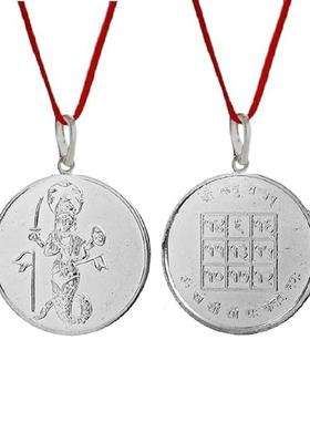 Silver-Plated Lord Hanuman & Shree Yantra Pendant Necklace for Men & Women | Traditional Temple Jewellery for Wedding & Festive Wear | Festive Gift