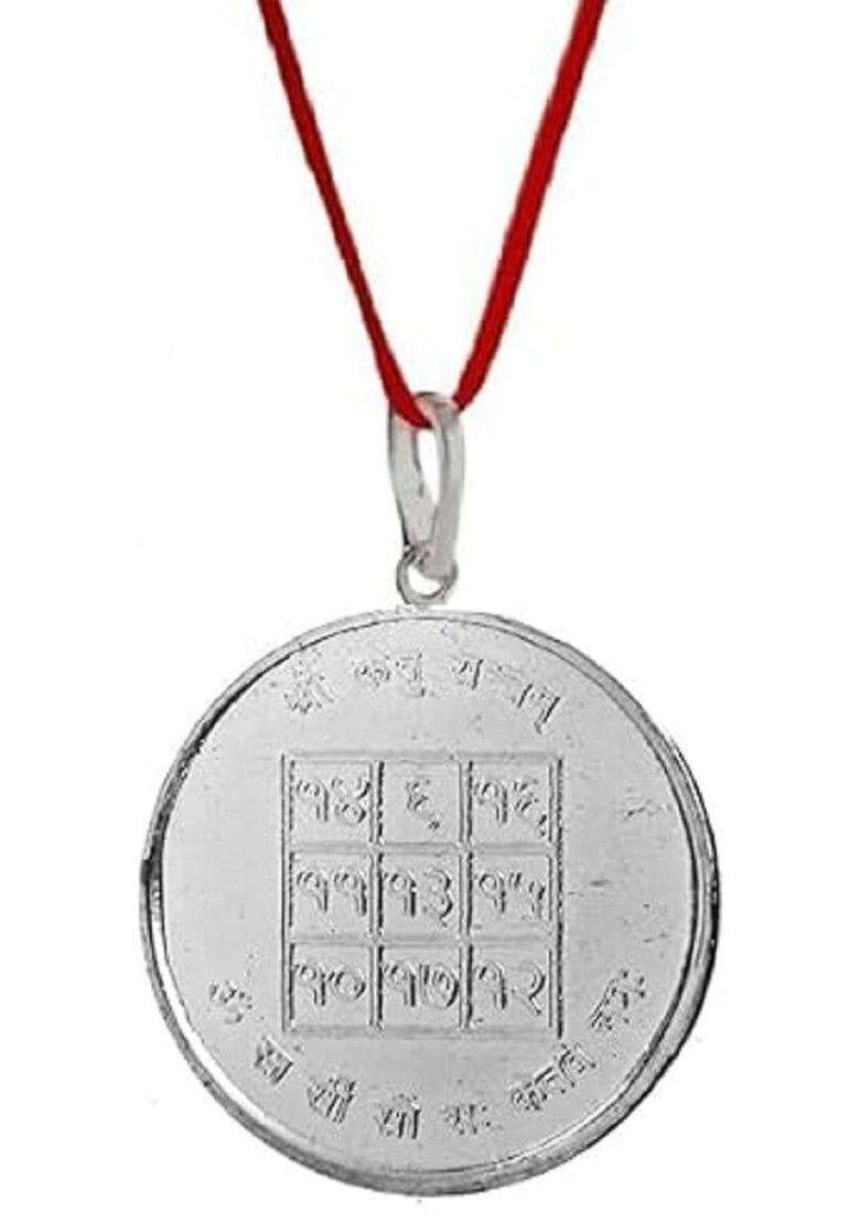 Silver-Plated Lord Hanuman & Shree Yantra Pendant Necklace for Men & Women | Traditional Temple Jewellery for Wedding & Festive Wear | Festive Gift - Indya