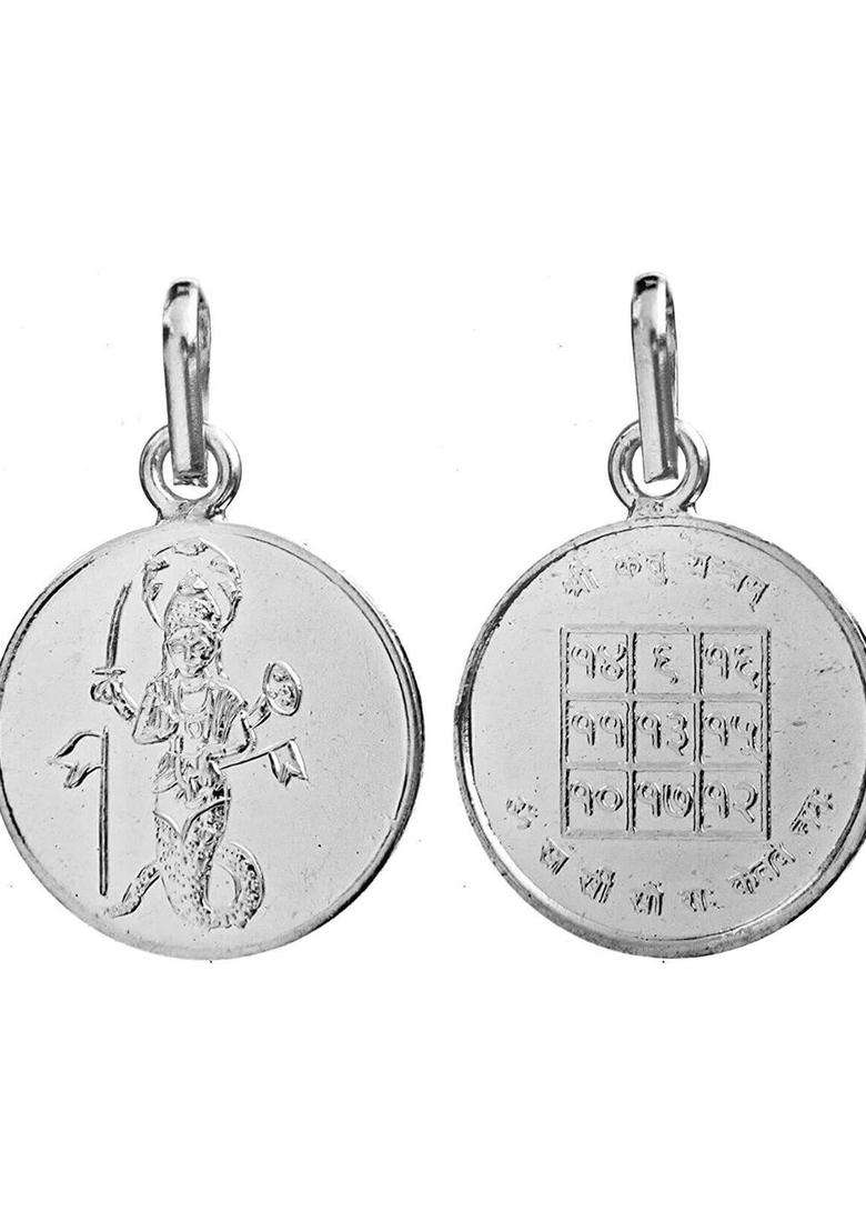 Silver-Plated Lord Hanuman & Shree Yantra Pendant Necklace for Men & Women | Traditional Temple Jewellery for Wedding & Festive Wear | Festive Gift - Indya