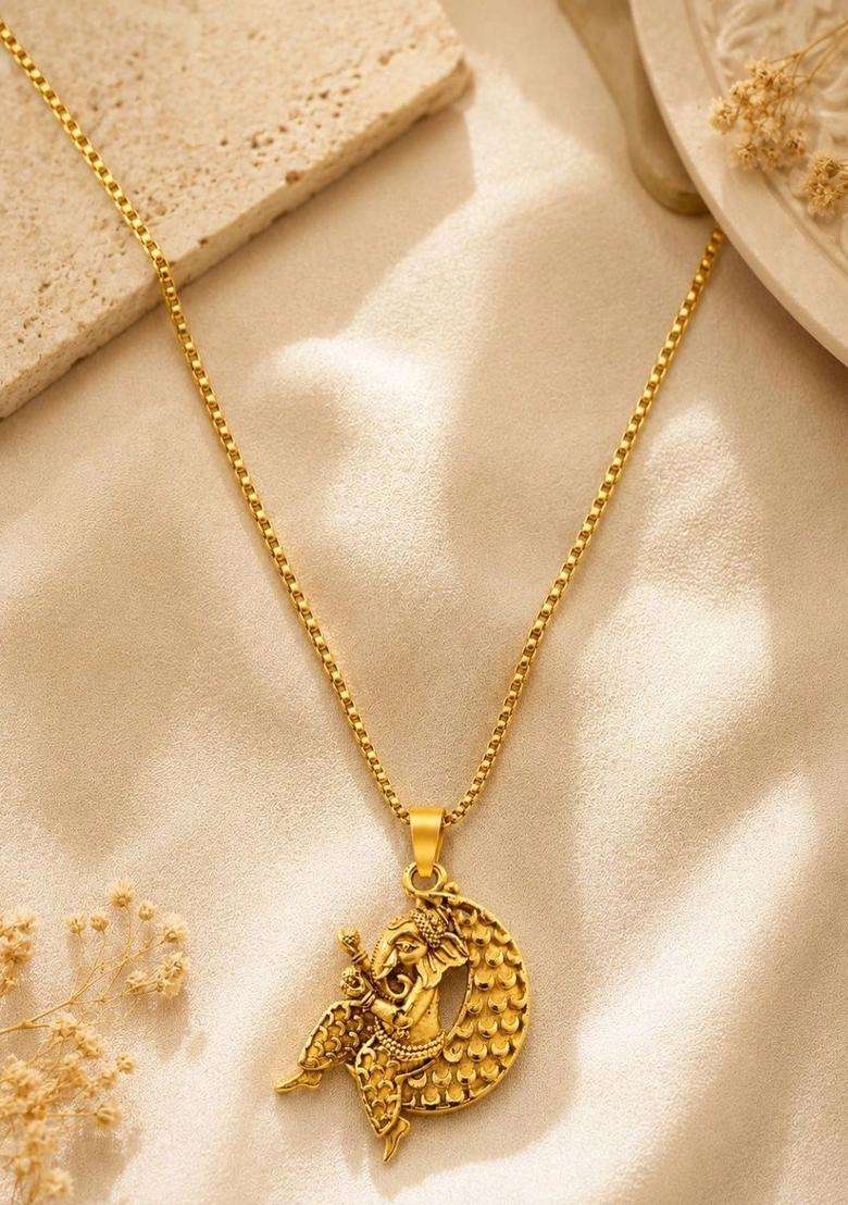 Gold-Plated Quirky Pendants with Chains for Women | Traditional Temple Jewellery for Wedding & Festive Wear | Gift for Her - Indya