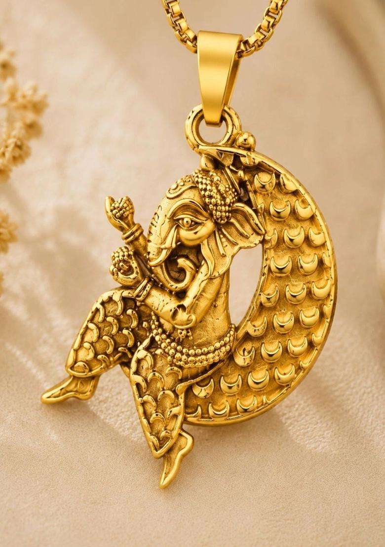 Gold-Plated Quirky Pendants with Chains for Women | Traditional Temple Jewellery for Wedding & Festive Wear | Gift for Her - Indya