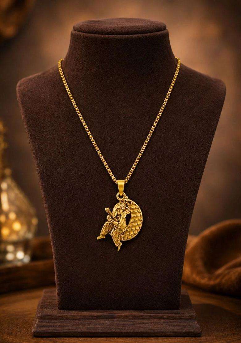 Gold-Plated Quirky Pendants with Chains for Women | Traditional Temple Jewellery for Wedding & Festive Wear | Gift for Her - Indya