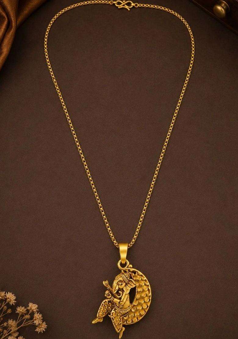 Gold-Plated Quirky Pendants with Chains for Women | Traditional Temple Jewellery for Wedding & Festive Wear | Gift for Her - Indya
