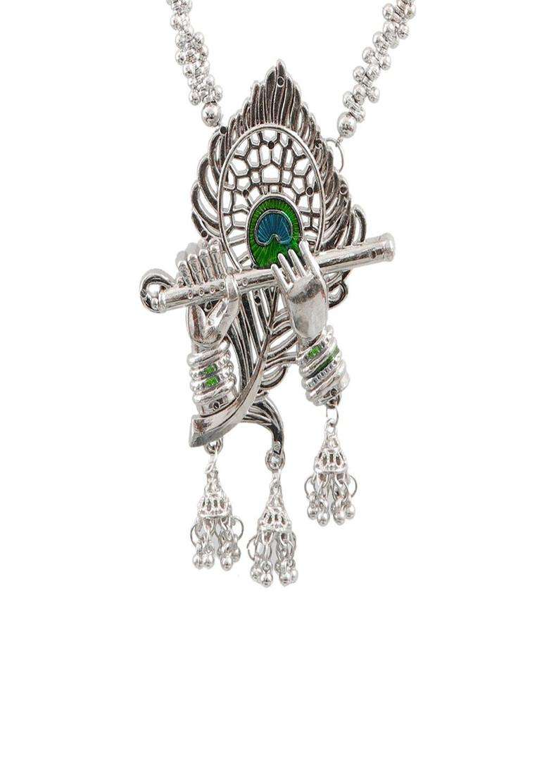 Silver-Plated Beaded Jewellery Set for Women | Traditional Temple Jewellery for Wedding & Festive Wear | Gift for Her - Indya