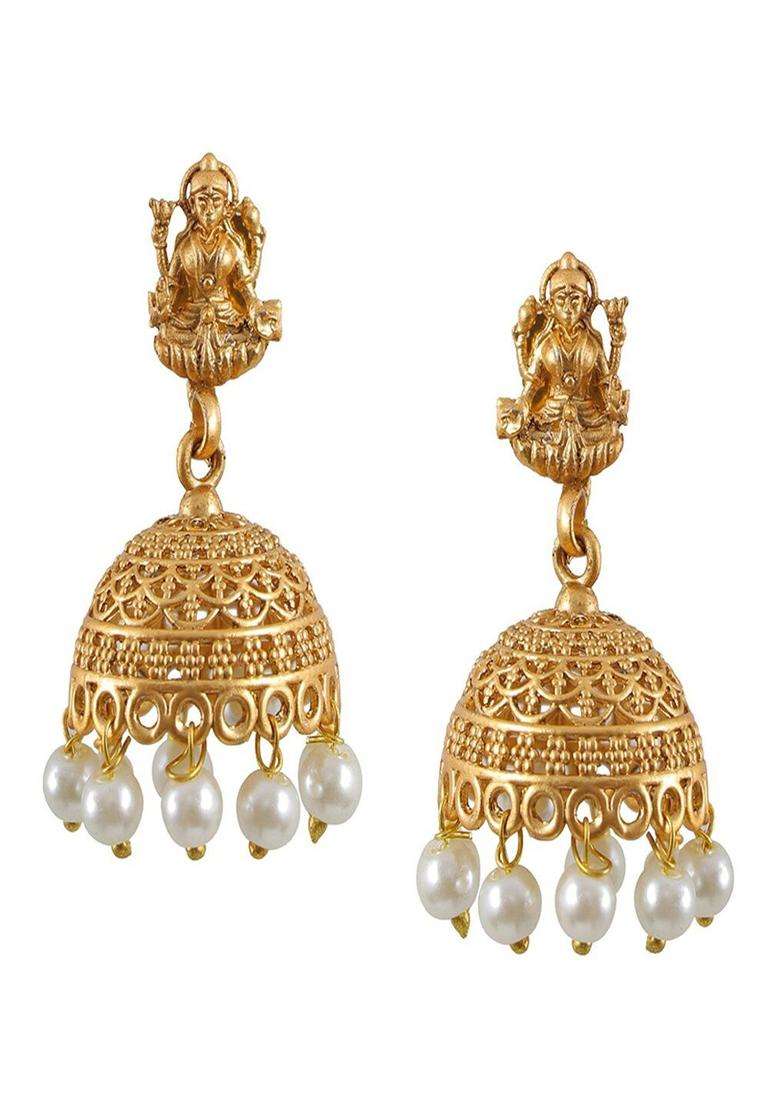 Gold-Plated Stone-Studded & Pearl Beaded Jewellery Set for Women | Traditional Temple Jewellery for Wedding & Festive Wear | Gift for Her - Indya