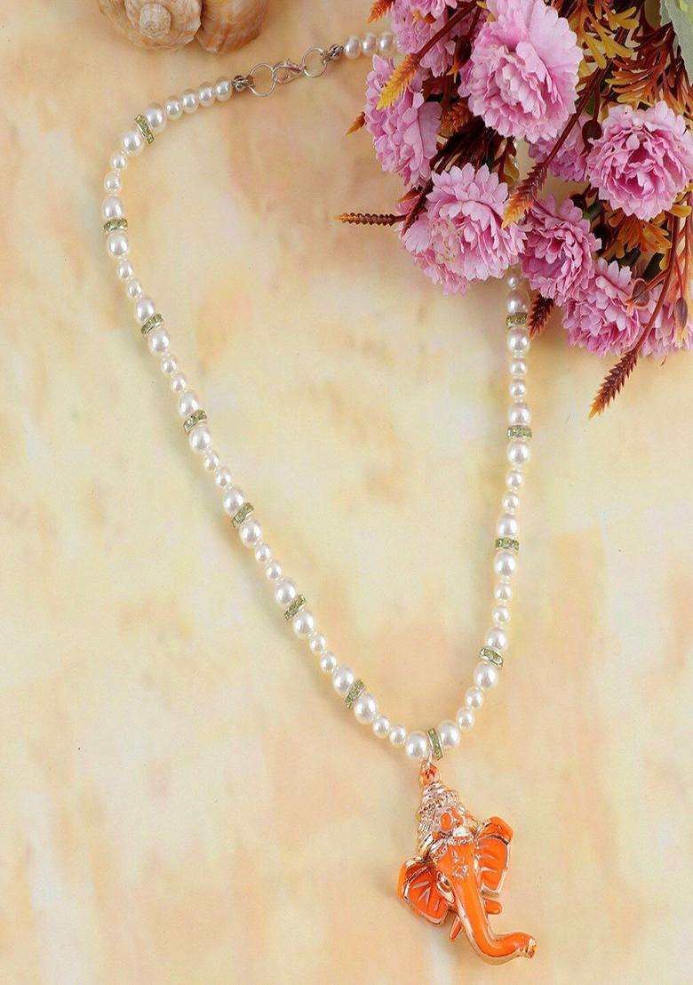 Silver-Plated Pearls Temple Necklace for Women | Stylish Party & Everyday Wear | Gift for Her - Indya