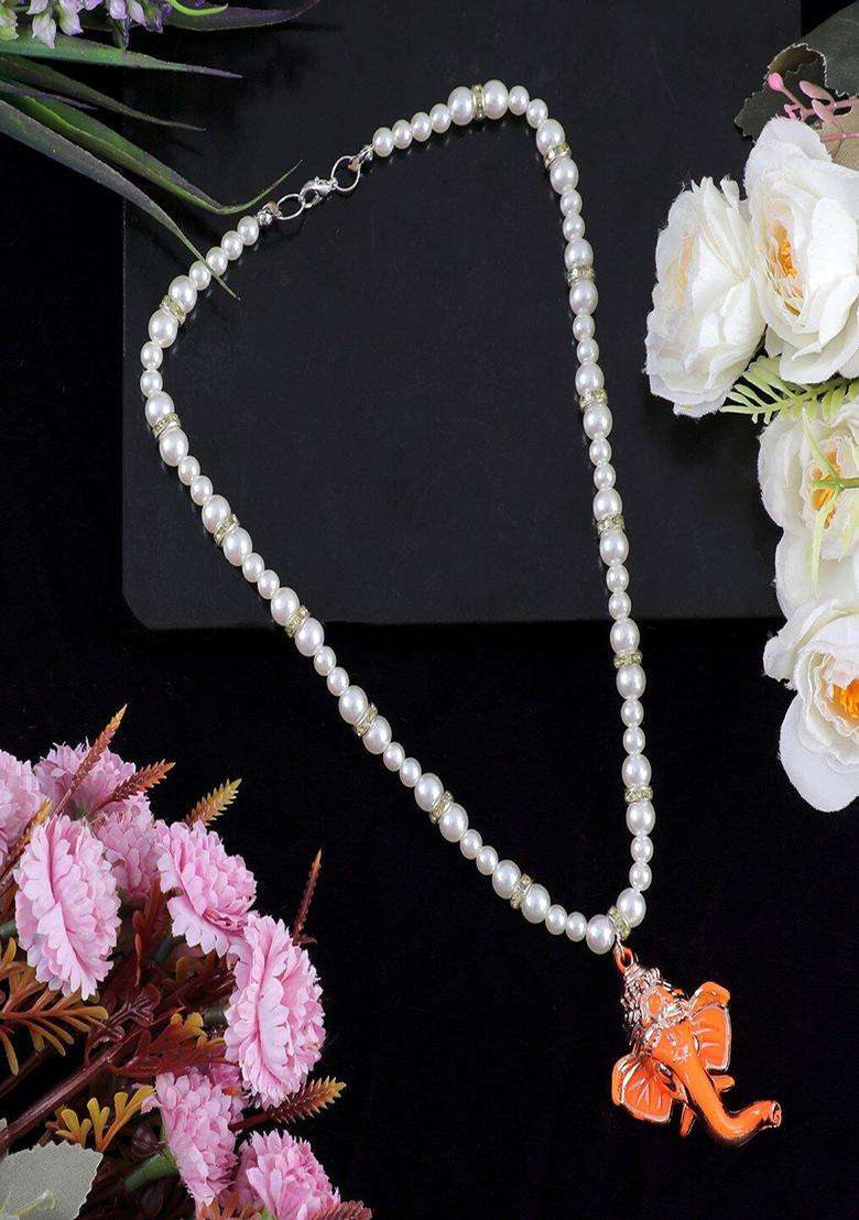 Silver-Plated Pearls Temple Necklace for Women | Stylish Party & Everyday Wear | Gift for Her - Indya