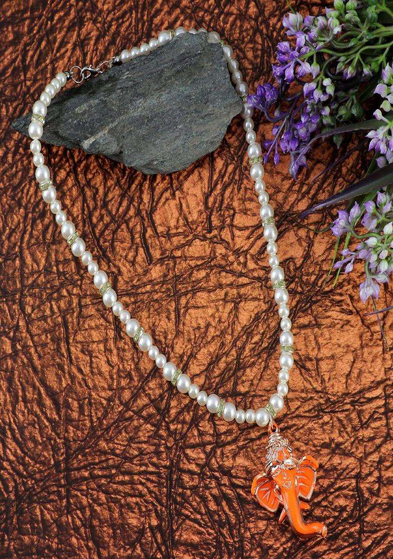 Silver-Plated Pearls Temple Necklace for Women | Stylish Party & Everyday Wear | Gift for Her - Indya