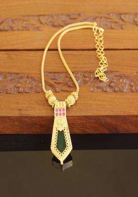 Copper Gold-Plated Temple Necklace with Agate Stone for Women | Traditional Temple Jewellery for Wedding & Festive Wear | Gift for Her