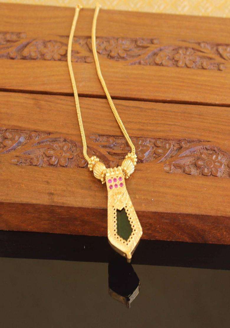 Copper Gold-Plated Temple Necklace with Agate Stone for Women | Traditional Temple Jewellery for Wedding & Festive Wear | Gift for Her - Indya