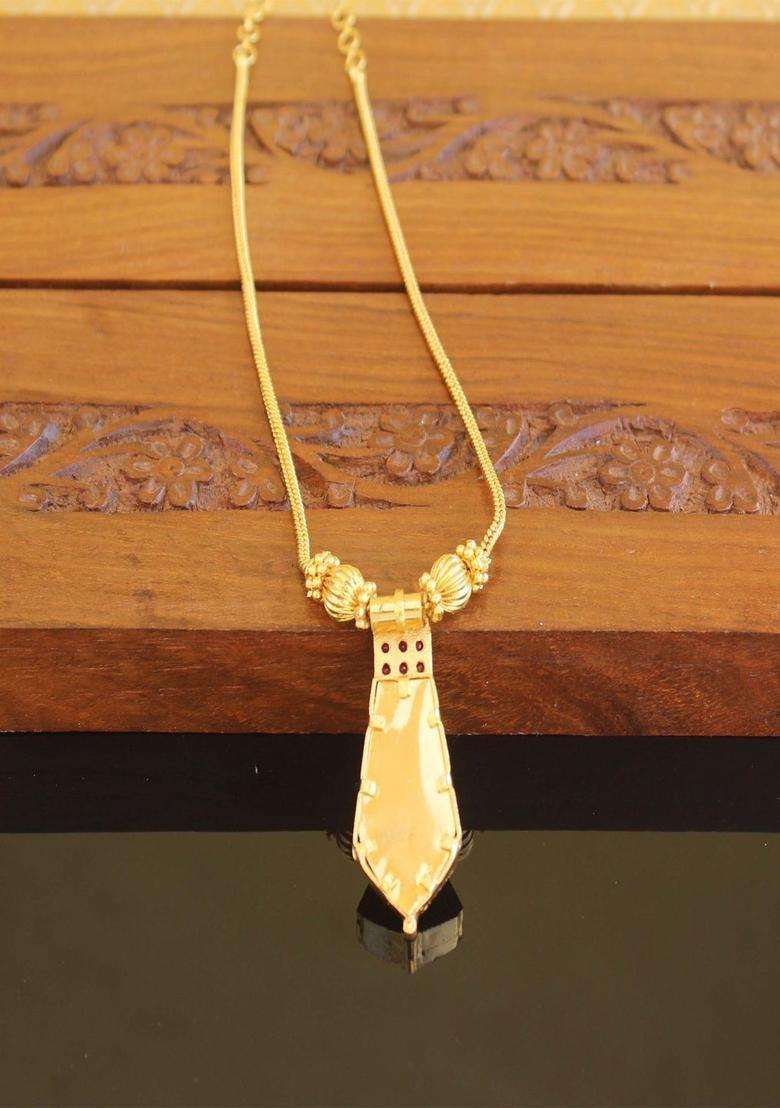 Copper Gold-Plated Temple Necklace with Agate Stone for Women | Traditional Temple Jewellery for Wedding & Festive Wear | Gift for Her - Indya