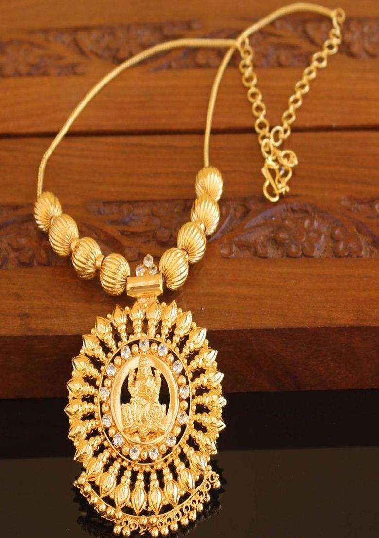 Copper Gold-Plated Temple Necklace with Agate Stone for Women | Traditional Temple Jewellery for Wedding & Festive Wear | Gift for Her - Indya