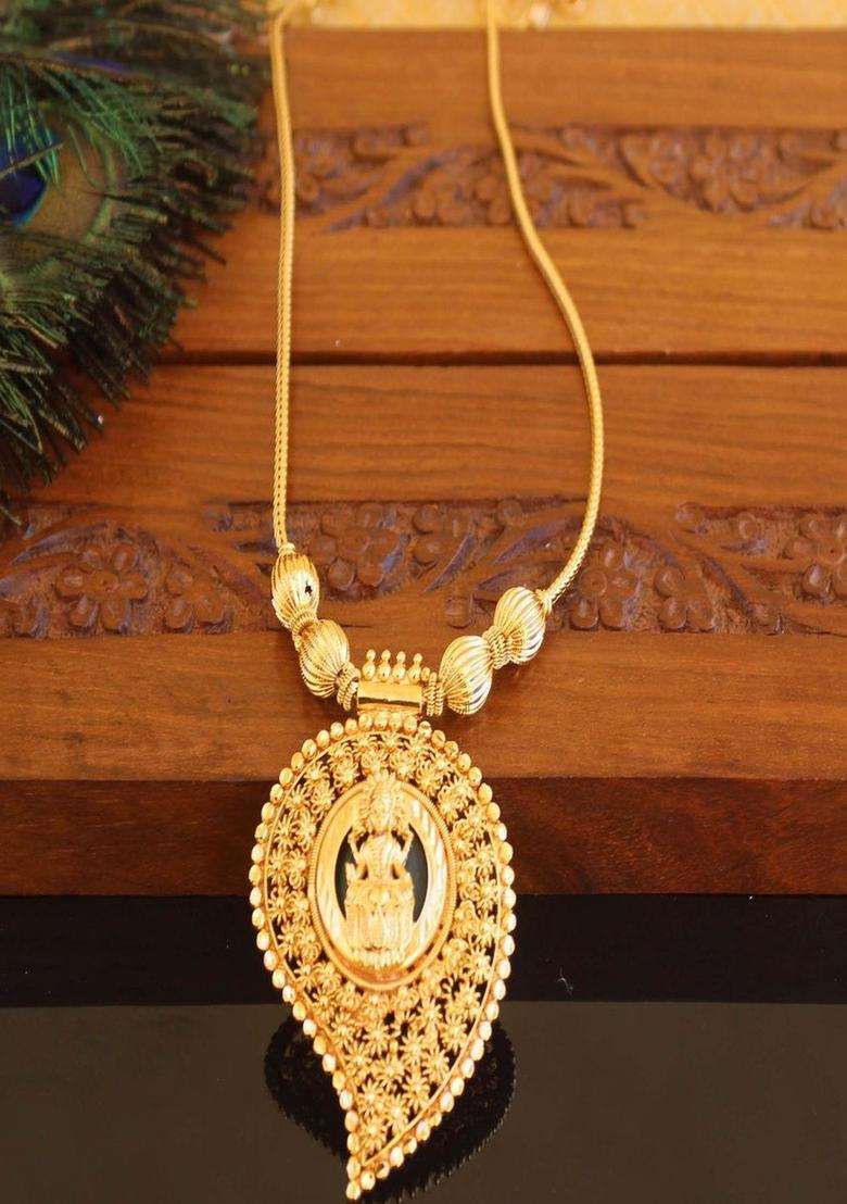 Copper Gold-Plated Temple Necklace with Agate Stone for Women | Traditional Temple Jewellery for Wedding & Festive Wear | Gift for Her - Indya
