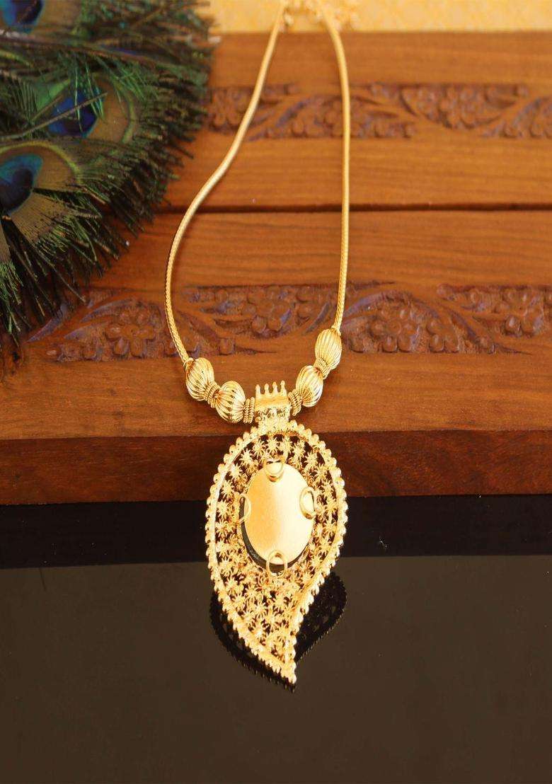 Copper Gold-Plated Temple Necklace with Agate Stone for Women | Traditional Temple Jewellery for Wedding & Festive Wear | Gift for Her - Indya