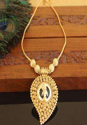 Copper Gold-Plated Temple Necklace with Agate Stone for Women | Traditional Temple Jewellery for Wedding & Festive Wear | Gift for Her