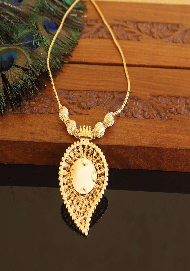 Copper Gold-Plated Temple Necklace with Agate Stone for Women | Traditional Temple Jewellery for Wedding & Festive Wear | Gift for Her - Indya