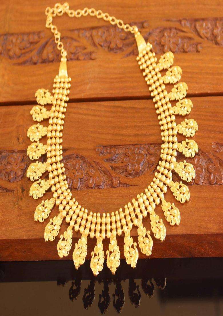 Copper Gold-Plated Temple Necklace with Agate Stone for Women | Traditional Temple Jewellery for Wedding & Festive Wear | Gift for Her - Indya