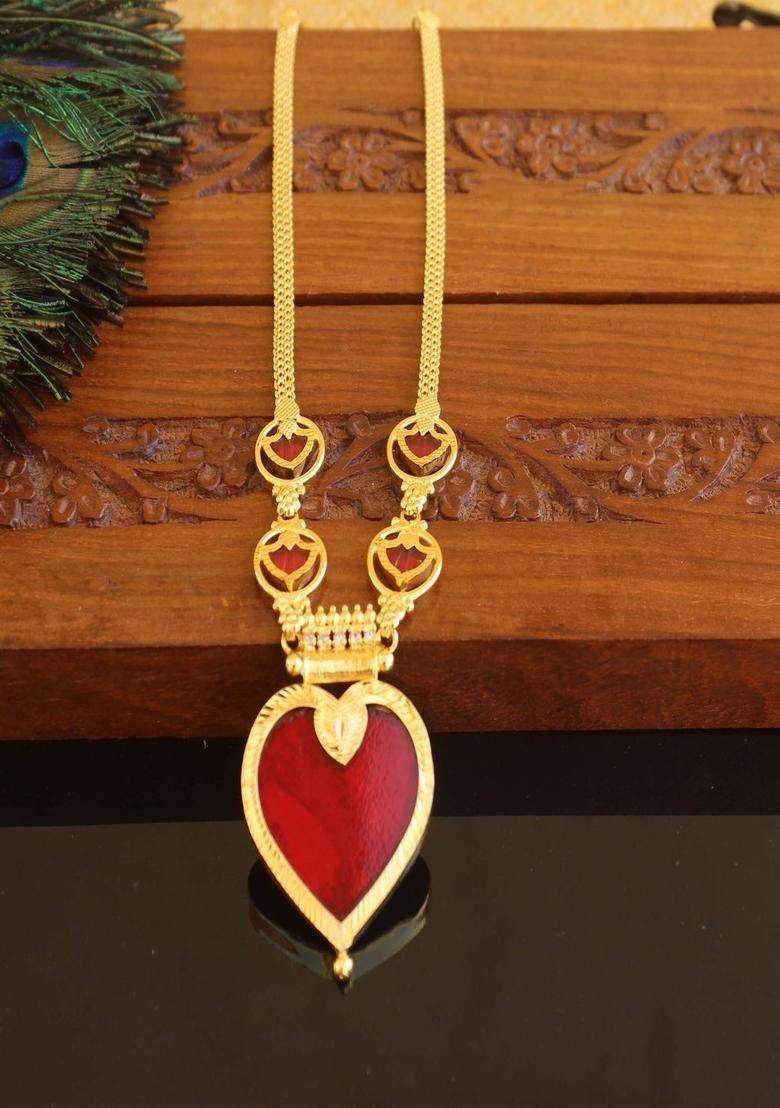 Copper Gold-Plated Temple Necklace with Agate Stone for Women | Traditional Temple Jewellery for Wedding & Festive Wear | Gift for Her - Indya
