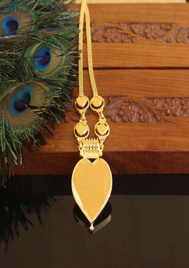 Copper Gold-Plated Temple Necklace with Agate Stone for Women | Traditional Temple Jewellery for Wedding & Festive Wear | Gift for Her - Indya
