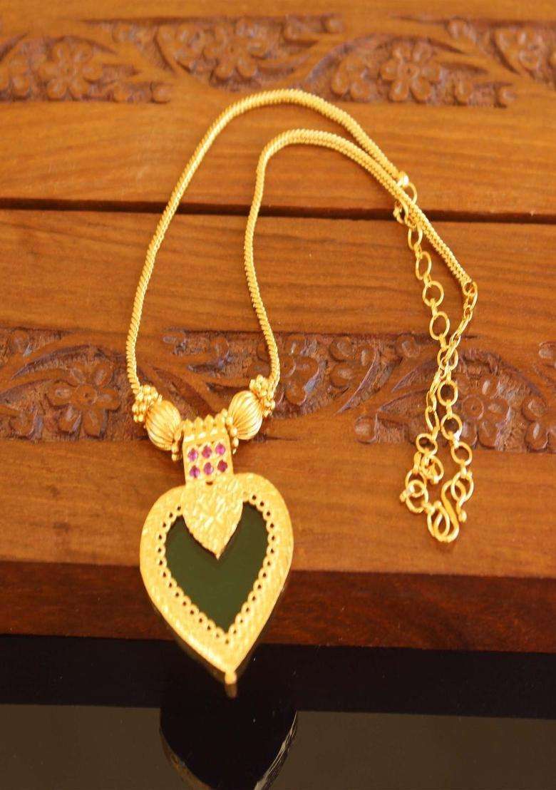 Copper Gold-Plated Temple Necklace with Agate Stone for Women | Traditional Temple Jewellery for Wedding & Festive Wear | Gift for Her - Indya