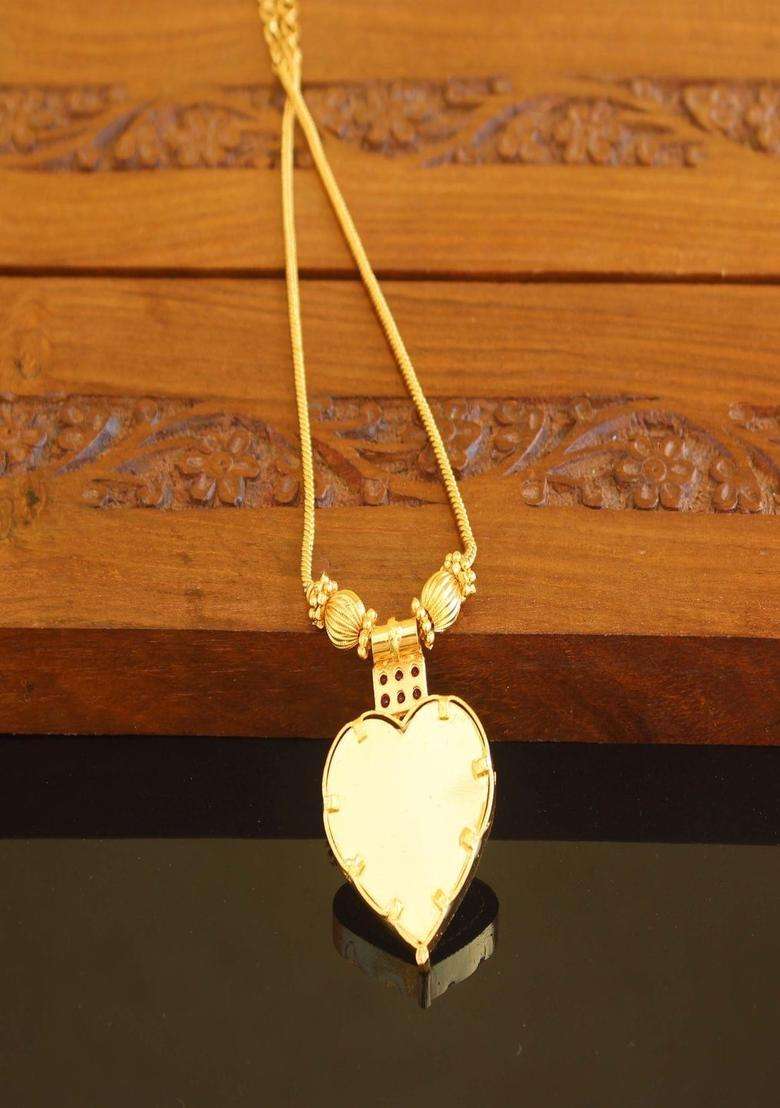 Copper Gold-Plated Temple Necklace with Agate Stone for Women | Traditional Temple Jewellery for Wedding & Festive Wear | Gift for Her - Indya