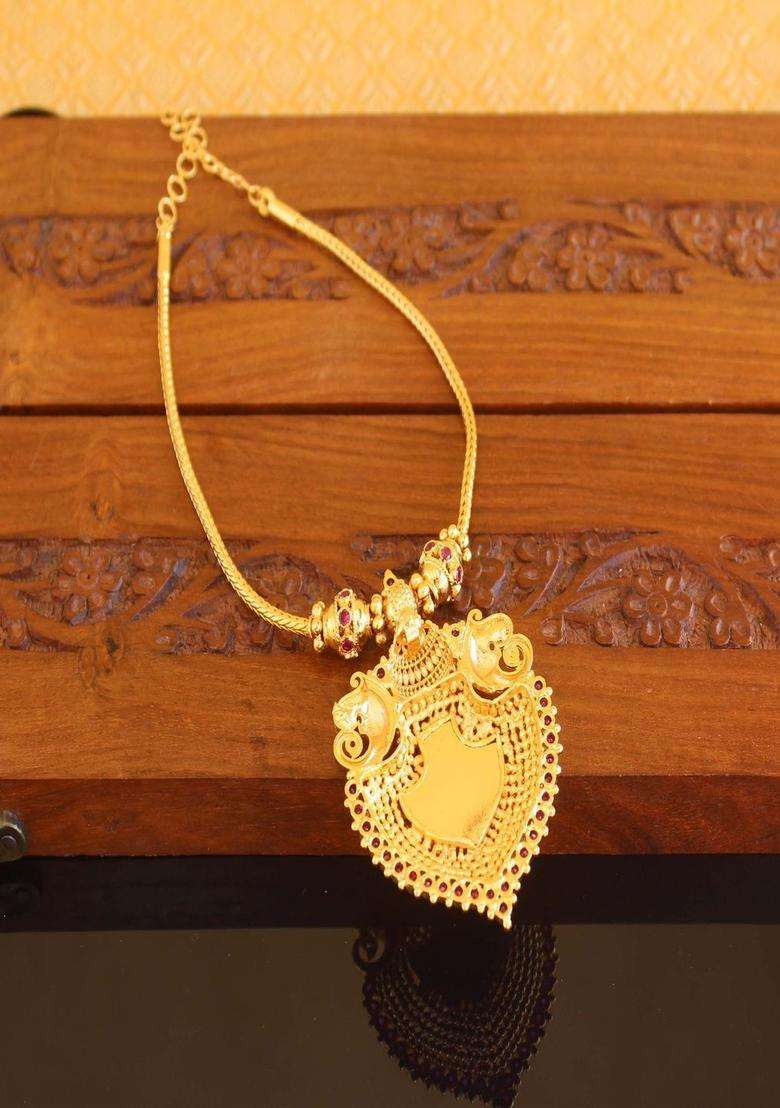 Copper Gold-Plated Temple Necklace with Agate Stone for Women | Traditional Temple Jewellery for Wedding & Festive Wear | Gift for Her - Indya