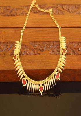 Copper Gold-Plated Temple Necklace with Agate Stone for Women | Traditional Temple Jewellery for Wedding & Festive Wear | Gift for Her