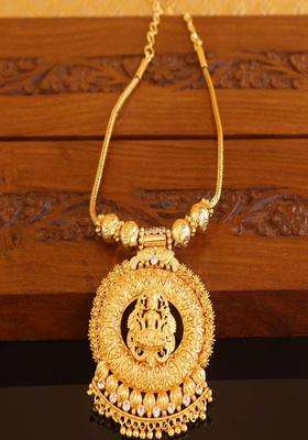 Copper Gold-Plated Temple Necklace with Agate Stone for Women | Traditional Temple Jewellery for Wedding & Festive Wear | Gift for Her