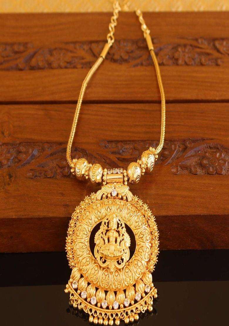 Copper Gold-Plated Temple Necklace with Agate Stone for Women | Traditional Temple Jewellery for Wedding & Festive Wear | Gift for Her - Indya