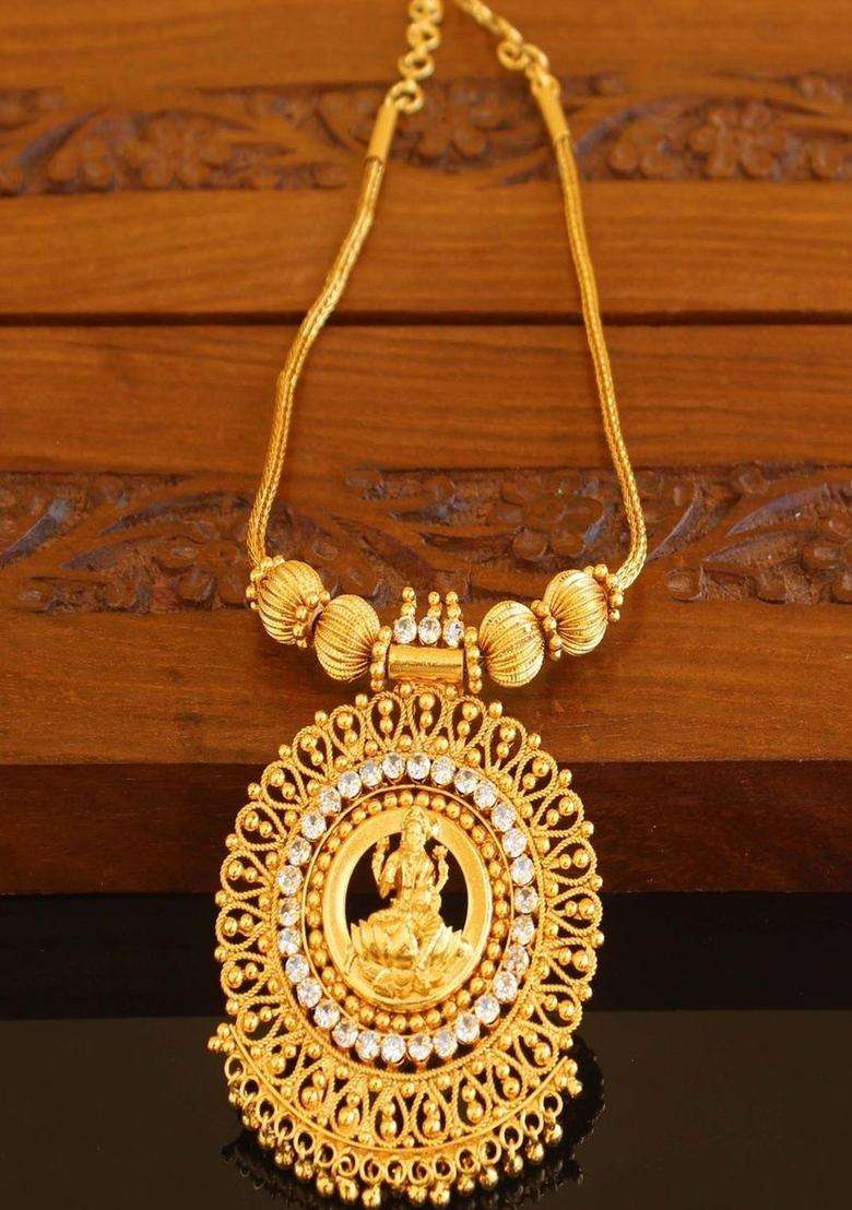 Copper Gold-Plated Temple Necklace with Agate Stone for Women | Traditional Temple Jewellery for Wedding & Festive Wear | Gift for Her - Indya