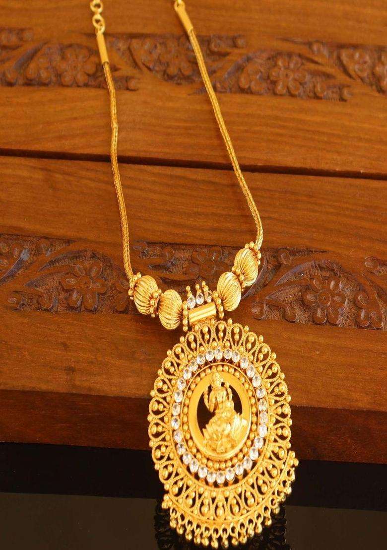 Copper Gold-Plated Temple Necklace with Agate Stone for Women | Traditional Temple Jewellery for Wedding & Festive Wear | Gift for Her - Indya
