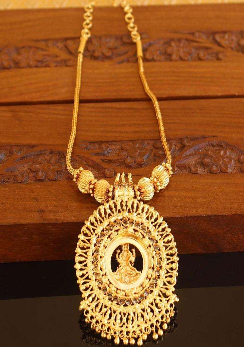 Copper Gold-Plated Temple Necklace with Agate Stone for Women | Traditional Temple Jewellery for Wedding & Festive Wear | Gift for Her - Indya