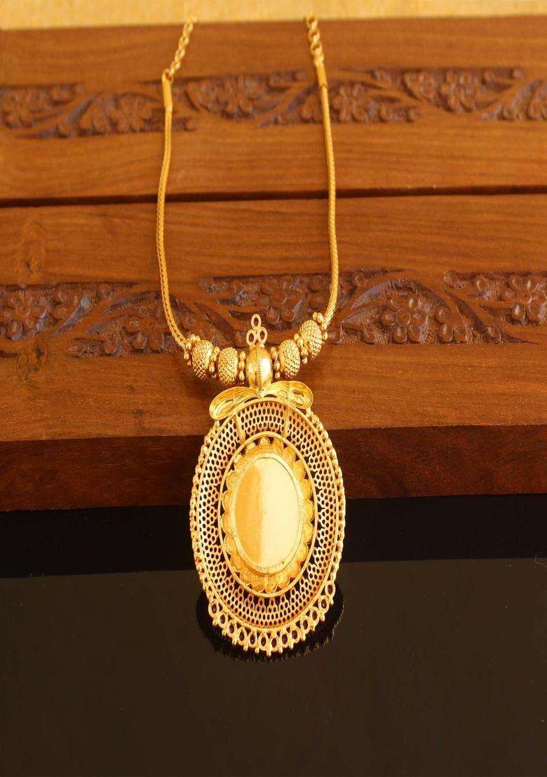 Copper Gold-Plated Temple Necklace with Agate Stone for Women | Traditional Temple Jewellery for Wedding & Festive Wear | Gift for Her - Indya