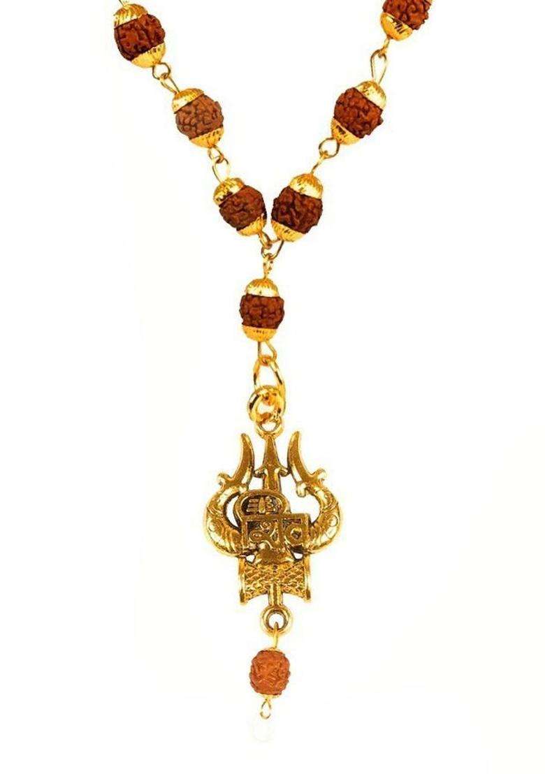 Gold-Plated Geometric Pendants with Chains for Men & Women | Traditional Temple Jewellery for Wedding & Festive Wear | Festive Gift - Indya