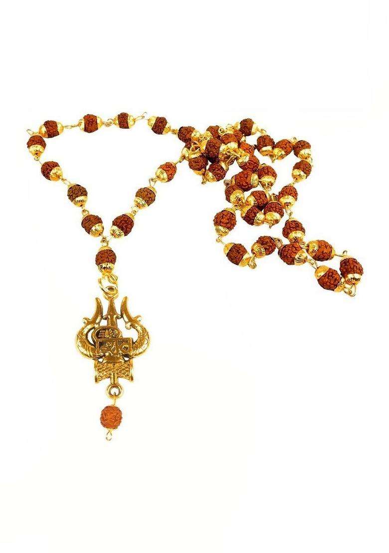 Gold-Plated Geometric Pendants with Chains for Men & Women | Traditional Temple Jewellery for Wedding & Festive Wear | Festive Gift - Indya