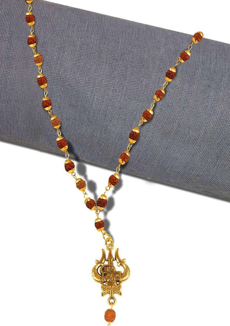 Gold-Plated Geometric Pendants with Chains for Men & Women | Traditional Temple Jewellery for Wedding & Festive Wear | Festive Gift - Indya