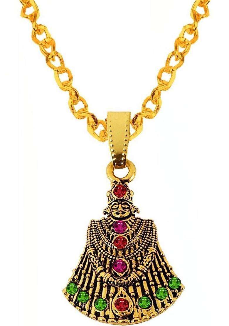 Gold-Plated Geometric Pendants with Chains for Men & Women | Traditional Temple Jewellery for Wedding & Festive Wear | Festive Gift - Indya