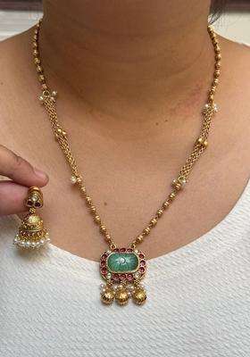Brass Gold-Plated Antique Necklace with Kundan for Women | Traditional Temple Jewellery for Wedding & Festive Wear | Gift for Her