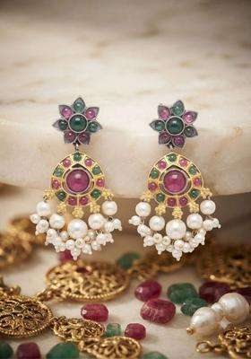 Gold-Plated Floral Drop Earrings for Women | Traditional Temple Jewellery for Wedding & Festive Wear | Gift for Her