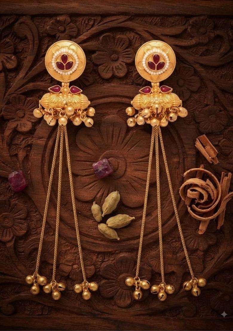 Gold-Plated Circular Jhumkas Earrings for Women | Traditional Temple Jewellery for Wedding & Festive Wear | Gift for Her - Indya