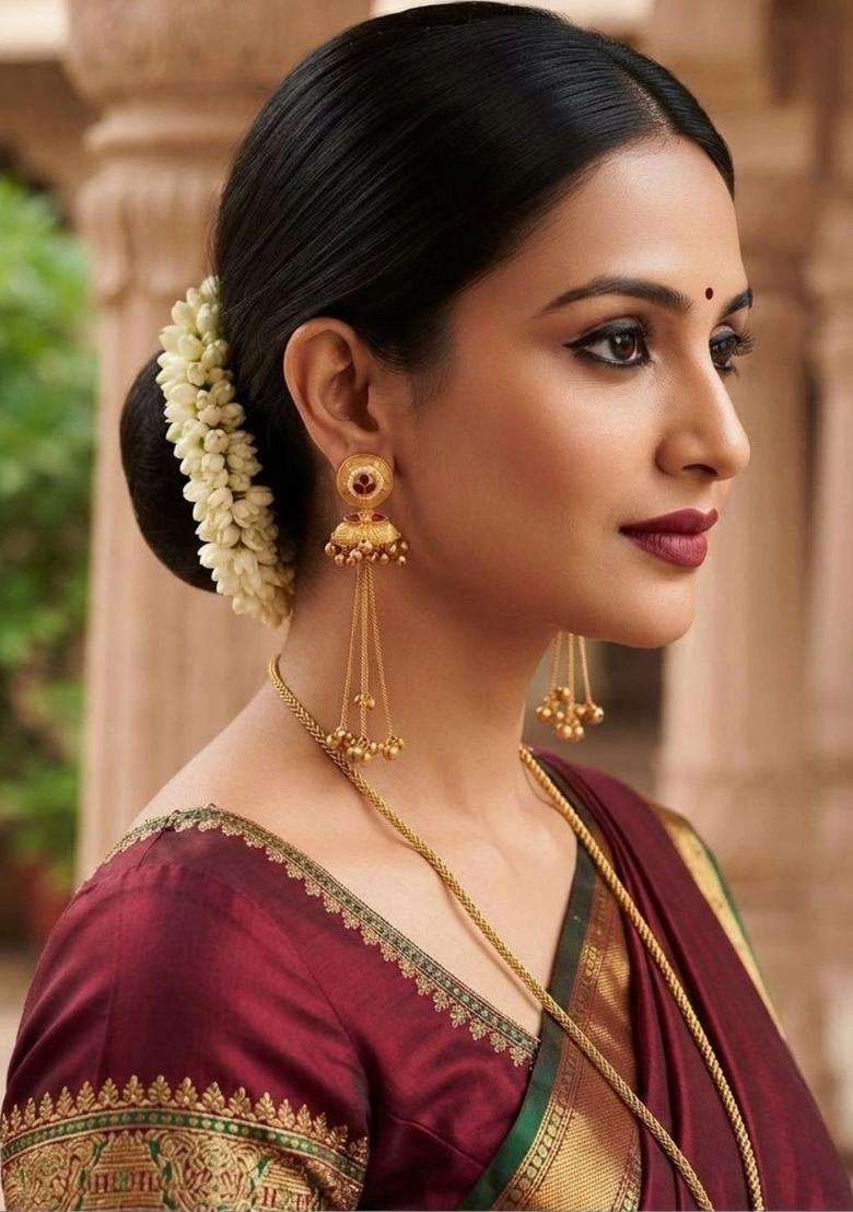 Gold-Plated Circular Jhumkas Earrings for Women | Traditional Temple Jewellery for Wedding & Festive Wear | Gift for Her - Indya