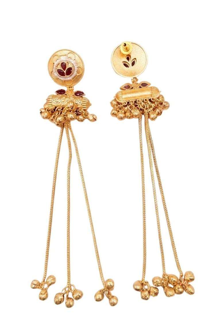 Gold-Plated Circular Jhumkas Earrings for Women | Traditional Temple Jewellery for Wedding & Festive Wear | Gift for Her - Indya