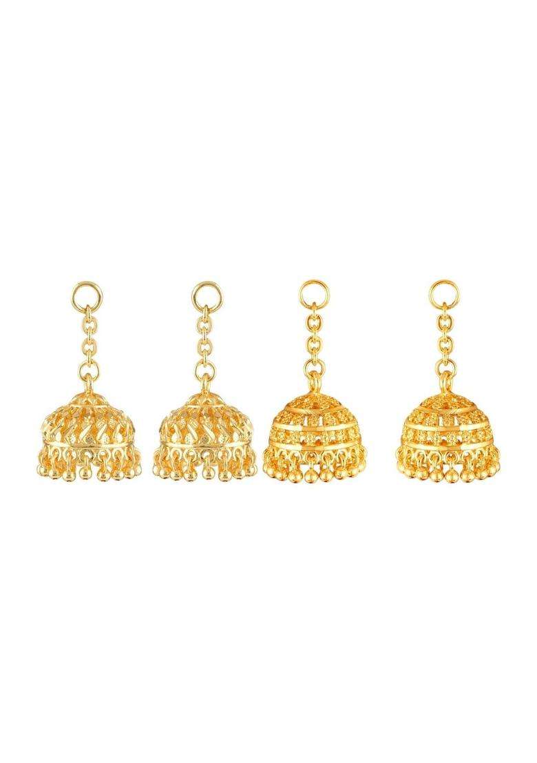 Gold-Plated Circular Jhumkas Earrings with CZ Stone for Women | Traditional Temple Jewellery for Wedding & Festive Wear | Gift for Her - Indya