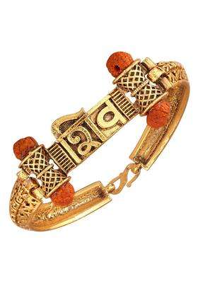 Brass Temple Gold-Plated Charm Bracelet for Men | Stylish Party & Everyday Wear | Gift for Him