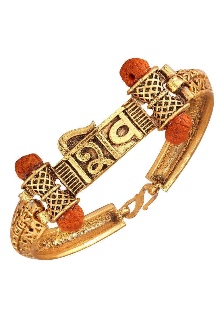 Brass Temple Gold-Plated Charm Bracelet for Men | Stylish Party & Everyday Wear | Gift for Him - Indya