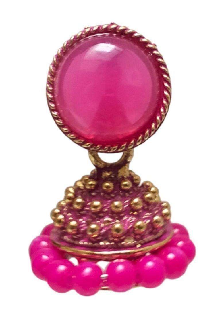 Gold-Plated Dome Shaped Jhumkas Earrings with Pearl for Women | Traditional Temple Jewellery for Wedding & Festive Wear | Gift for Her - Indya