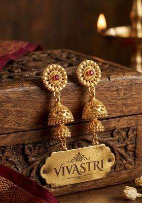 Gold-Plated Circular Jhumkas Earrings for Women | Traditional Temple Jewellery for Wedding & Festive Wear | Gift for Her