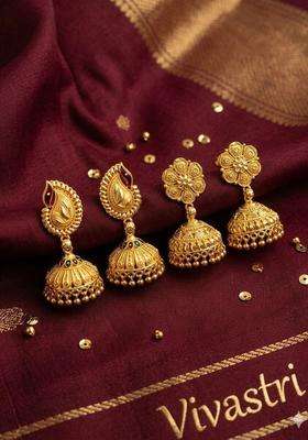 Gold-Plated Circular Jhumkas Earrings for Women | Traditional Temple Jewellery for Wedding & Festive Wear | Gift for Her