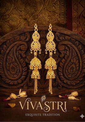 Gold-Plated Geometric Jhumkas Earrings for Women | Traditional Temple Jewellery for Wedding & Festive Wear | Gift for Her